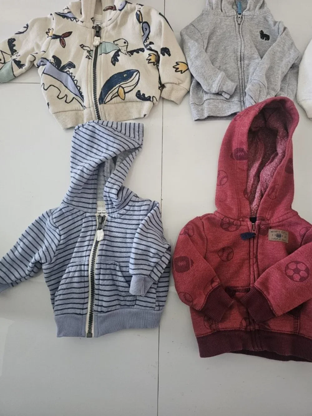 Carter's Newborn Boys Full Zip Hoodie Jackets With Pockets - 6 Piece Bundle